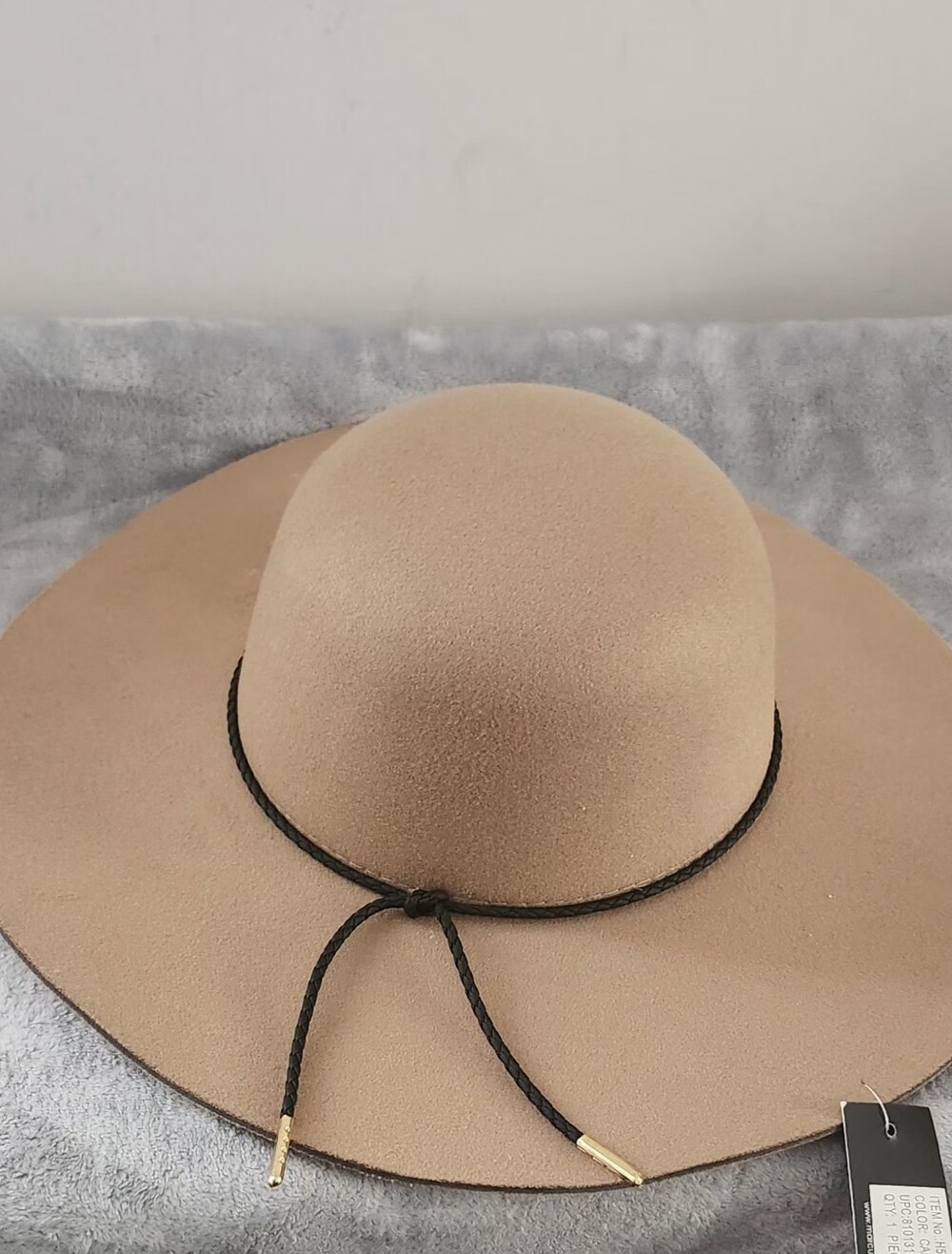 Marcus Adler Wide-Brim Floppy Hat – Tan with Black Cord Accent